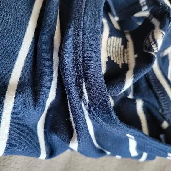 ST JOHNS BAY Shirt Dress Women Medium Blue White Striped Slip On Pockets Slit - Picture 12 of 12